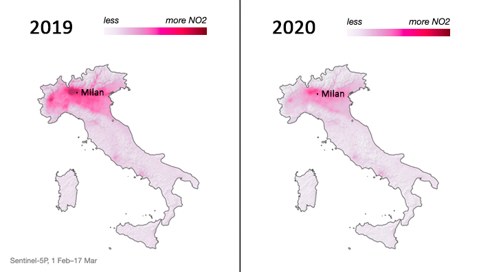 coronavorus pollution italy milan